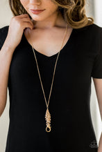 Load image into Gallery viewer, Paparazzi "Twilight Twinkle" Gold Lanyard Necklace & Earring Set Paparazzi Jewelry