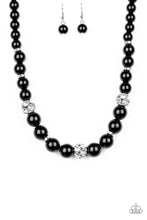 Load image into Gallery viewer, Paparazzi "Rich Girl Refinement" Black Bead White Rhinestone Necklace & Earring Set Paparazzi Jewelry