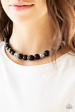 Load image into Gallery viewer, Paparazzi "Rich Girl Refinement" Black Bead White Rhinestone Necklace & Earring Set Paparazzi Jewelry