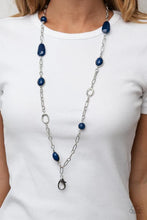 Load image into Gallery viewer, Paparazzi "Barcelona Bash" Blue Lanyard Necklace & Earring Set Paparazzi Jewelry