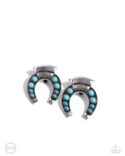 Load image into Gallery viewer, Paparazzi Harmonious Horseshoe - Blue Earrings