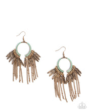Load image into Gallery viewer, Paparazzi Free-Spirited Fringe - Green Earrings