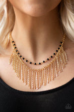 Load image into Gallery viewer, Fierce In Fringe - Gold Fringe Necklace-Paparazzi - The Sassy Sparkle
