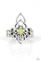 Load image into Gallery viewer, Paparazzi Taj MAHALO - Green Teardrop Bead - Silver Filigree Ring - $5 Jewelry With Ashley Swint
