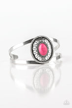 Load image into Gallery viewer, Deep In The TUMBLEWEEDS - Pink Cracked Stone Silver Cuff Bracelet
