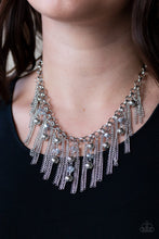 Load image into Gallery viewer, Paparazzi VINTAGE VAULT "Ever Rebellious" Silver Necklace &amp; Earring Set Paparazzi Jewelry

