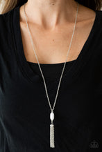 Load image into Gallery viewer, Paparazzi VINTAGE VAULT "Tassel Tease" White Necklace &amp; Earring Set Paparazzi Jewelry
