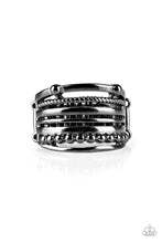 Load image into Gallery viewer, Paparazzi "The STEEL Of Night" Black Ring Paparazzi Jewelry
