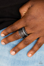 Load image into Gallery viewer, Paparazzi "The STEEL Of Night" Black Ring Paparazzi Jewelry
