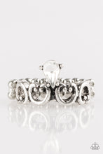 Load image into Gallery viewer, Paparazzi VINTAGE VAULT "Twinkling Tiaras" White Ring Paparazzi Jewelry
