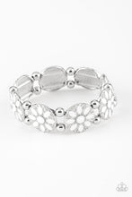 Load image into Gallery viewer, Paparazzi VINTAGE VAULT "Dancing Dahlias" White Bracelet Paparazzi Jewelry
