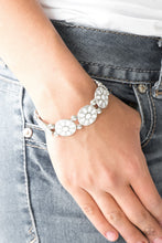 Load image into Gallery viewer, Paparazzi VINTAGE VAULT "Dancing Dahlias" White Bracelet Paparazzi Jewelry
