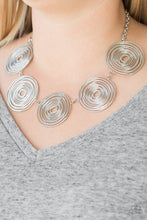 Load image into Gallery viewer, Paparazzi VINTAGE VAULT "SOL-Mates" Silver Necklace &amp; Earring Set Paparazzi Jewelry
