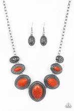 Load image into Gallery viewer, Paparazzi "Sierra Serenity" Orange  Stone Silver Necklace &amp; Earring Set Paparazzi Jewelry
