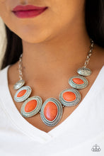 Load image into Gallery viewer, Paparazzi "Sierra Serenity" Orange  Stone Silver Necklace &amp; Earring Set Paparazzi Jewelry
