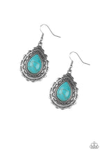 Load image into Gallery viewer, Paparazzi "Mesa Mustang" Blue Teardrop  Stone Silver Earrings Paparazzi Jewelry

