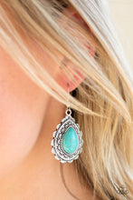 Load image into Gallery viewer, Paparazzi "Mesa Mustang" Blue Teardrop  Stone Silver Earrings Paparazzi Jewelry
