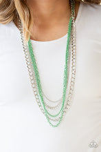 Load image into Gallery viewer, Paparazzi VINTAGE VAULT "Industrial Vibrance" Green Necklace &amp; Earring Set Paparazzi Jewelry
