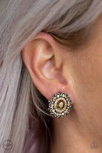 Load image into Gallery viewer, Paparazzi "Flowering Dazzle" Brass Clip On Earrings Paparazzi Jewelry
