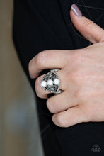 Load image into Gallery viewer, Paparazzi VINTAGE VAULT "Triple Whammy" White Ring Paparazzi Jewelry
