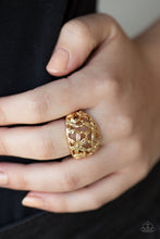 Load image into Gallery viewer, Paparazzi VINTAGE VAULT "Haute Havana" Gold Ring Paparazzi Jewelry
