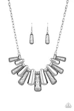 Load image into Gallery viewer, Paparazzi VINTAGE VAULT "MANE Up" Silver Necklace &amp; Earring Set Paparazzi Jewelry
