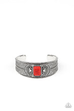 Load image into Gallery viewer, Ocean Mist - Red Stone Silver Cuff Bracelet

