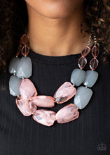 Load image into Gallery viewer, Paparazzi "Gives Me Chills" Pink and Gray Crystal Like Bead Silver Necklace &amp; Earring Set Paparazzi Jewelry
