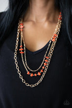 Load image into Gallery viewer, Artisanal Abundance - Orange Stone Gold Layered Chain Necklace
