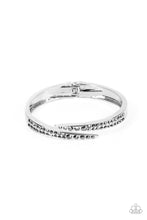Load image into Gallery viewer, Sideswiping Shimmer - Silver Hematite Rhinestone Hinged Bracelet
