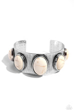 Load image into Gallery viewer, Earthy Echo - White Stone Silver Cuff Bracelet
