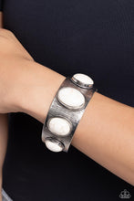 Load image into Gallery viewer, Earthy Echo - White Stone Silver Cuff Bracelet
