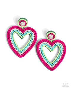 Paparazzi Headfirst Heart - Green Earrings