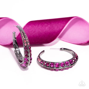 Paparazzi Embedded Edge - Pink Earrings