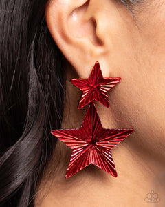 Paparazzi Patriotic Promise - Red Earrings