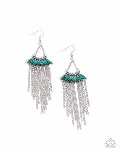 Paparazzi Fringe Feature - Green Earrings