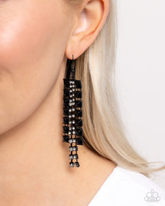 Paparazzi Forceful Fringe - Black Earrings