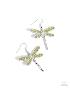 Paparazzi Dragonfly Descent - Green Earrings