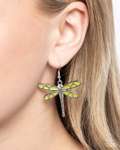 Paparazzi Dragonfly Descent - Green Earrings