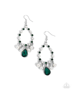 Paparazzi Baroness Behavior - Green Earrings