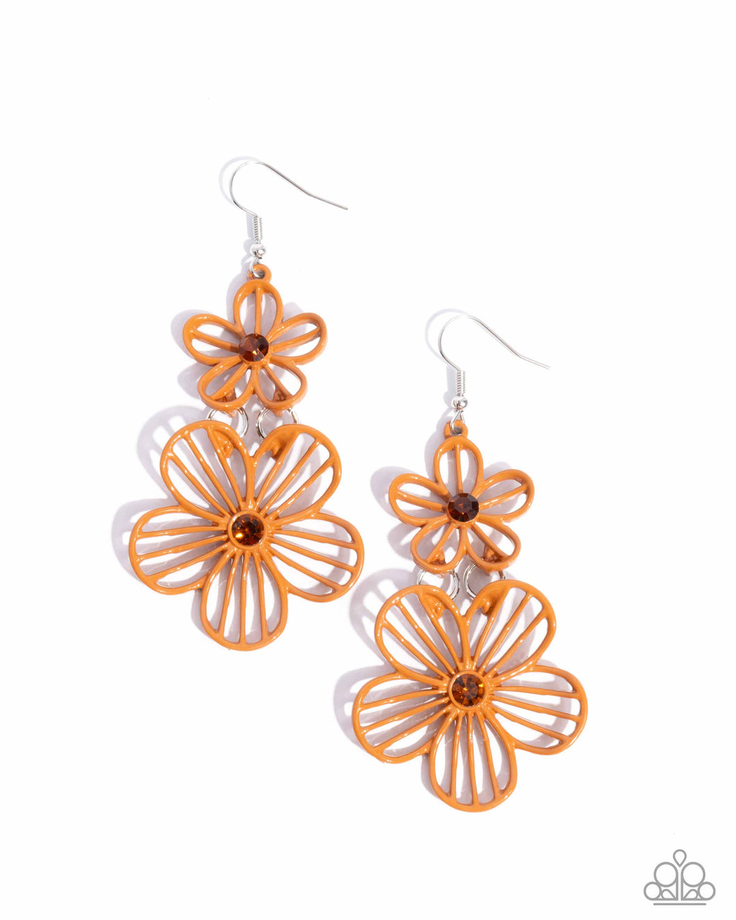 Paparazzi Textured Tiers - Orange Earrings