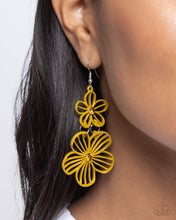 Load image into Gallery viewer, Paparazzi Textured Tiers - Yellow Earrings
