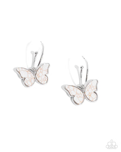 Paparazzi Melodic Mariposa - White Earrings