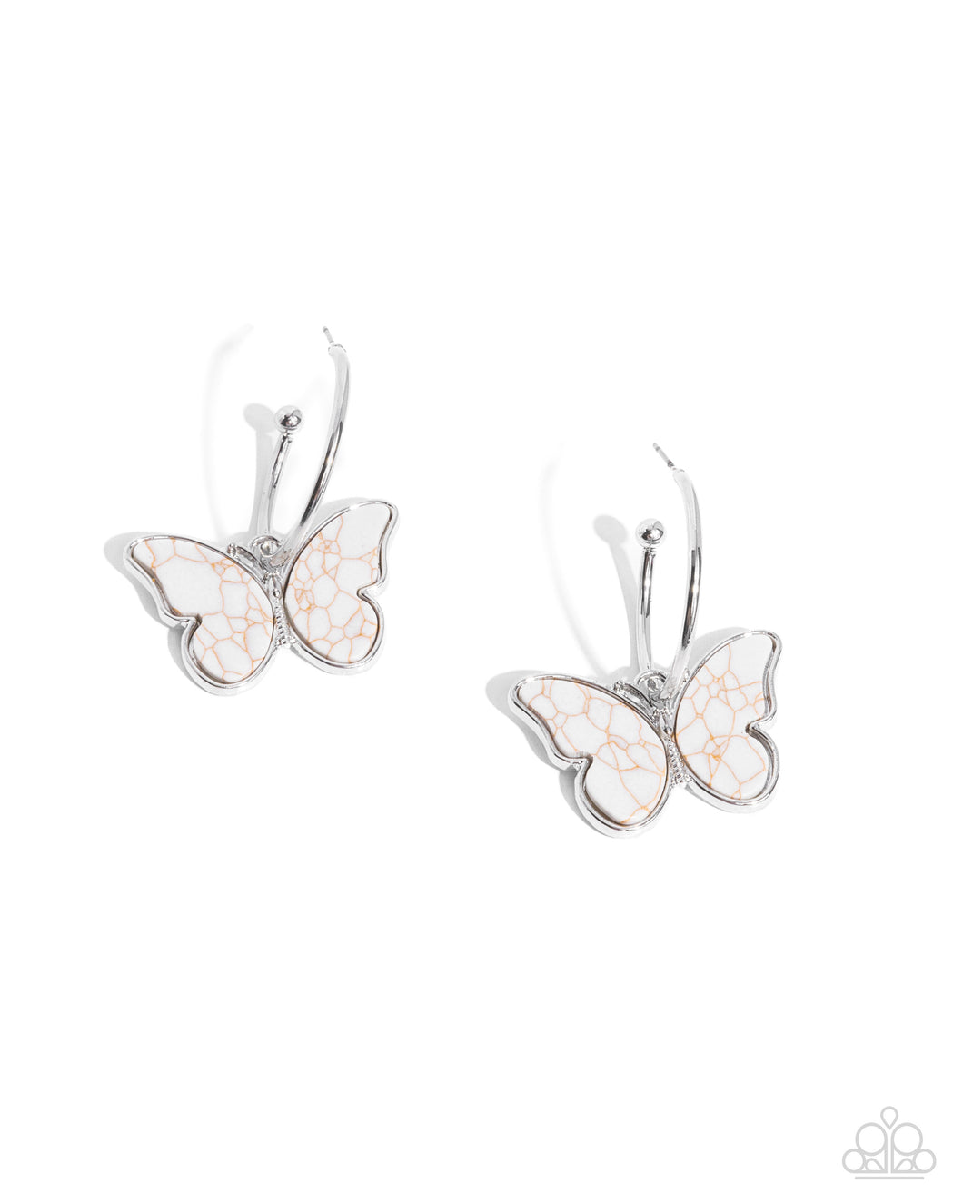 Paparazzi Melodic Mariposa - White Earrings