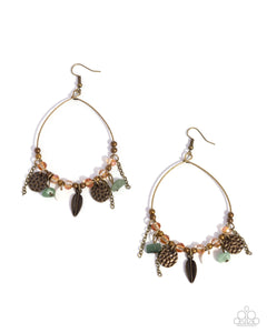 Paparazzi Feathered Fringe - Brass Earrings