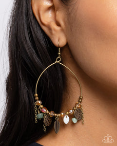 Paparazzi Feathered Fringe - Brass Earrings