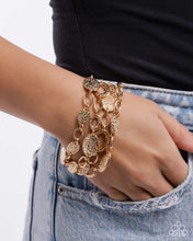 Load image into Gallery viewer, Paparazzi Hammered Helm - Gold Bracelet
