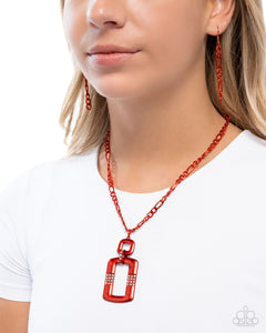 Paparazzi Metallic Movement - Red Necklace