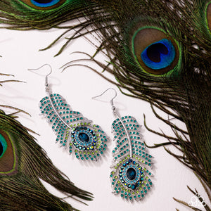 Paparazzi Prized Peacock - Green Earrings