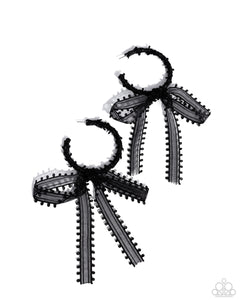 Paparazzi Brand New Bow - Black Earrings